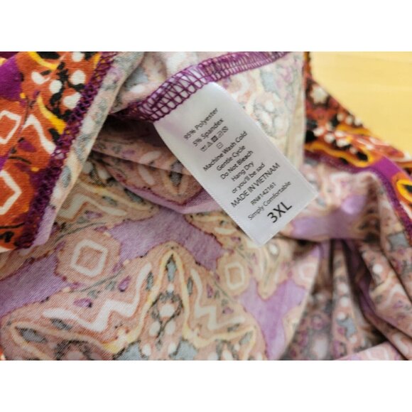 Lularoe Womens Top 3XL Plus Short Sleeve Purple Geometric Asymmetric GEO136XE - Picture 9 of 9